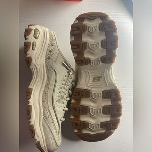 Cream Sneakers with Gold Accents